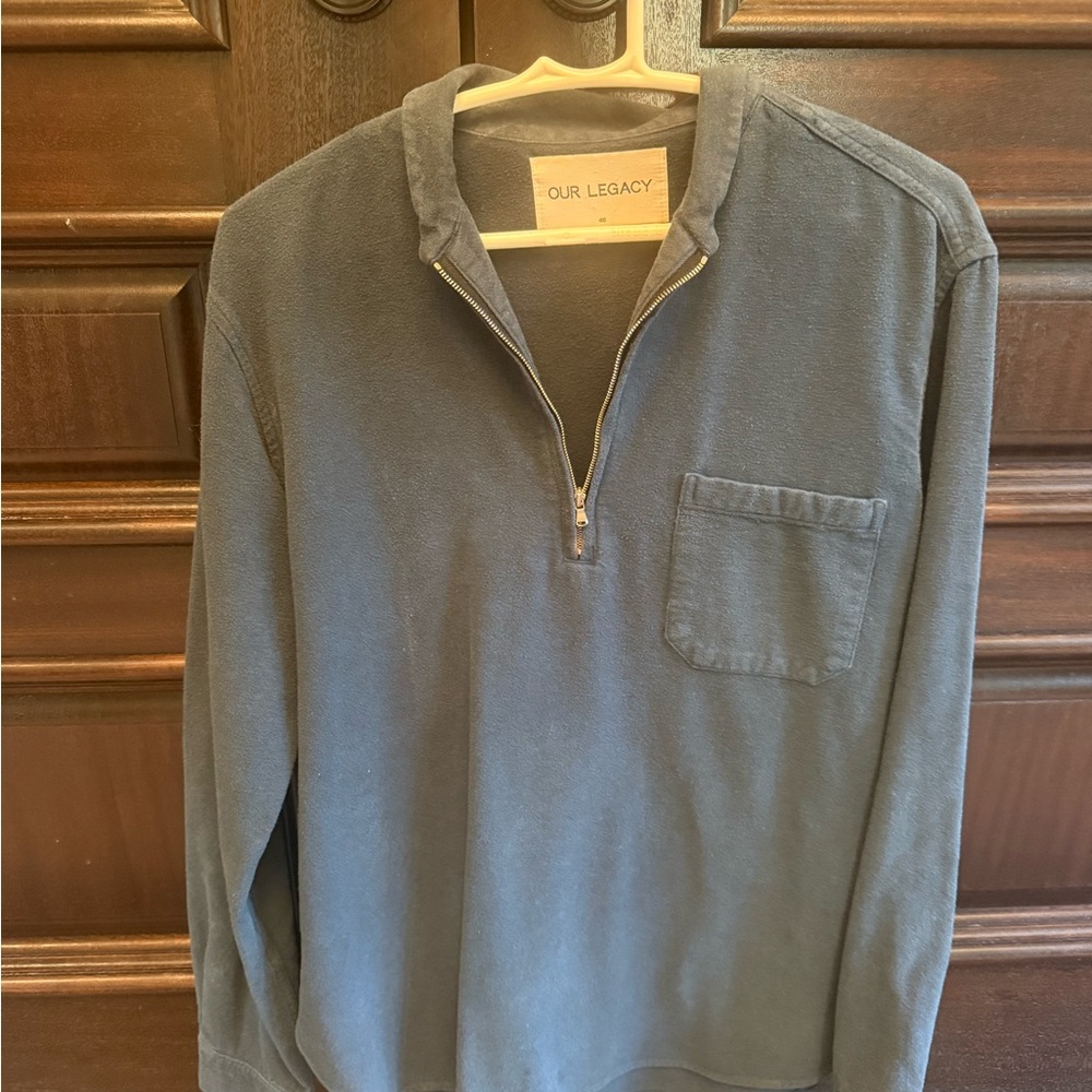 Our Legacy Men's Charcoal Zip-Up Sweater